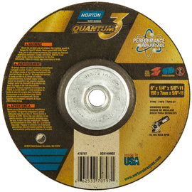 Norton® 6" X 1/4" X 5/8" - 11 Quantum3™ Ceramic Type 27 Depressed Center Grinding Wheel (Qty 1)