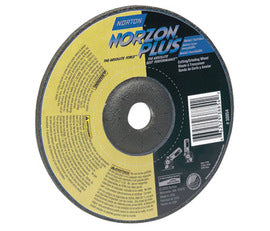 Norton® 5" X 5/8" - 11 X 1/8" 24 Grit Very Coarse Zirconia Alumina Silicon Carbide BlueFire™ Type 27 Depressed Center Combination Wheel For Use On Foundry Materials (Quantity 1200)