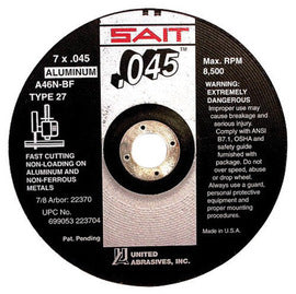 United Abrasives 6" X .045" X 7/8" A46N 46 Grit Aluminum Oxide Type 27 Cut Off Wheel (Qty 1)