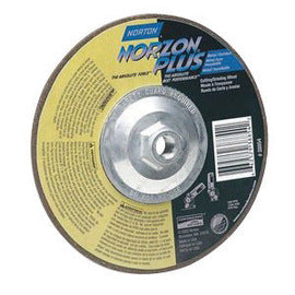 Norton® 5" X 1/4" X 5/8" - 11 24 Grit Coarse Ceramic Alumina Zirconia Alumina NORZON PLUS™ Type 27 Depressed Center Grinding Wheel For Use On Metal And Stainless Steel (Quantity 10)