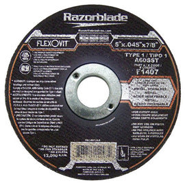 FlexOVit™ 5" X .0450" X 7/8" A60SST Aluminum Oxide Razorblade® Reinforced And Fast Cut Type 1 Cut Off Wheel For Use With Angle Grinder On Metal And Stainless Steel (Qty 1)