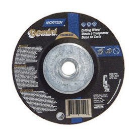 Norton® 6" X 3/32" X 5/8" - 11 Aluminum Oxide Gemini® Right Cut™ Type 27/42 Depressed Center Cut Off Wheel For Use With Right Angle Grinder On Steel, Metal And Stainless Steel (Quantity 10)
