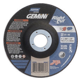 Norton® 5" X 0.045" X 7/8" Aluminum Oxide Gemini® Right Cut™ Type 27/42 Depressed Center Cut Off Wheel For Use With Right Angle Grinder On Steel, Metal And Stainless Steel (Quantity 250)