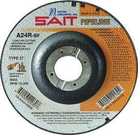 United Abrasives 6" X 1/8" X 5/8" - 11 A24R Pipeline 24 Grit Aluminum Oxide Type 27 Cut Off Wheel (Quantity 10)