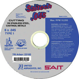 United Abrasives 4 1/2" X .045" X 7/8" SaitZ-tech™ Zirconium Type 1 Cut Off Wheel (Quantity 50)