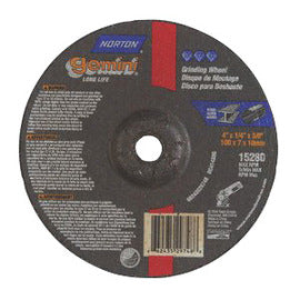 Norton® 4" X 1/4" X 3/8" 24 Grit Coarse DC414G Aluminum Oxide GEMINI® Type 27 Depressed Center Grinding Wheel For Use With Right Angle Grinder On Metal And Stainless Steel (Quantity 25)