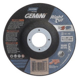 Norton® 4 1/2" X 0.045" X 7/8" Aluminum Oxide Gemini® Right Cut™ Type 27/42 Depressed Center Cut Off Wheel For Use With Right Angle Grinder On Steel, Metal And Stainless Steel (Quantity 250)