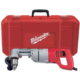Milwaukee® 120 V 7 A 600 RPM Corded D-Handle Right Angle Drill Kit With 1/2" Chuck (Includes Right Angle Drive, 9/16" Open End Wrench, 3/16" Socket Wrench, Chuck Remover Bar, Side Handle And Hard Plastic Carrying Case)