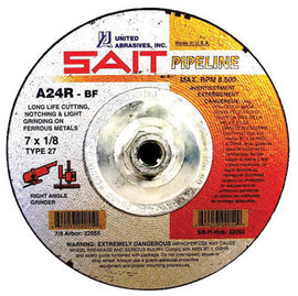 United Abrasives 5" X 1/8" X 5/8" - 11 A24R Pipeline 24 Grit Aluminum Oxide Type 27 Cut Off Wheel (Quantity 10)