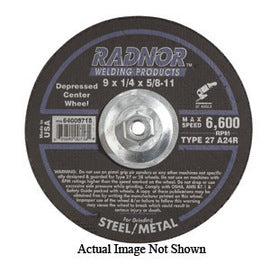 Radnor® 7" X 1/8" X 5/8" - 11 A24R Aluminum Oxide Type 27 Depressed Center Cut Off And Grinding Wheel For Use With Right Angle Grinder On Metal And Steel (Quantity 10)