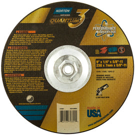 Norton® 9" X 1/4" X 5/8" - 11 Quantum3™ Ceramic Type 27 Depressed Center Grinding Wheel (Qty 1)