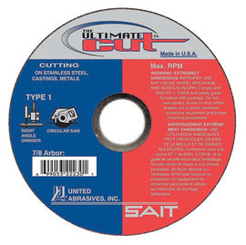 United Abrasives 4 1/2" X .045" X 7/8" Ultimate Cut™ Proprietary Blend Type 1 Cut Off Wheel (Quantity 50)