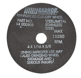 Norton® 4" X 1/16" X 3/8" 36 Grit Very Coarse Aluminum Oxide GEMINI® FREECUT Reinforced Type 1 Straight Cut Off Wheel For Use With Horizontal or Straight Shaft Grinder On Steel And Stainless Steel (Quantity 25)