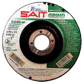 United Abrasives 4 1/2" X 1/4" X 7/8" C24N 24 Grit Silicon Carbide Type 27 Grinding Wheel (Quantity 25)