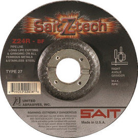 United Abrasives 4 1/2" X 3/32" X 7/8" SaitZ-tech™ Zirconium Type 27 Cut Off Wheel (Qty 1)