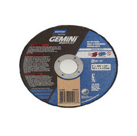 Norton® 7" X 1/16" X 7/8" Aluminum Oxide Gemini® Right Cut™ Type 1/41 Straight Cut Off Wheel For Use With Angle Grinder On Steel, Metal And Stainless Steel (Quantity 25)