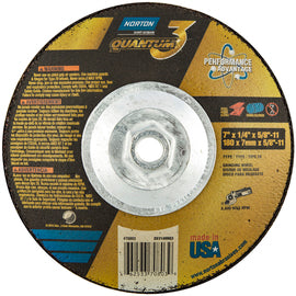 Norton® 7" X 1/4" X 5/8" - 11 Quantum3™ Ceramic Aluminum Oxide Type 28 Depressed Center Grinding Wheel (Quantity 10)