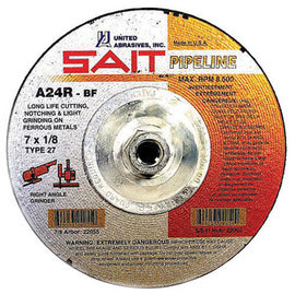 United Abrasives 4 1/2" X 1/8" X 5/8" - 11 A24R Pipeline 24 Grit Aluminum Oxide Type 27 Cut Off Wheel (Quantity 10)