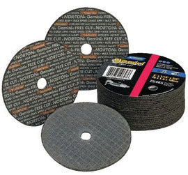 Norton® 3" X 1/8" X 3/8" 36 Grit Very Coarse Aluminum Oxide GEMINI® FREECUT Reinforced Type 1 Straight Cut Off Wheel For Use With Horizontal or Straight Shaft Grinder On Steel And Stainless Steel (Qty 1)