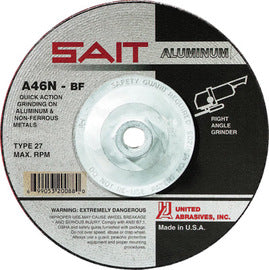 United Abrasives 7" X 1/4" X 5/8" - 11 A46N 46 Grit Silicon Carbide Type 27 Grinding Wheel (Quantity 10)