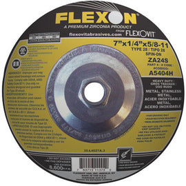 FlexOVit™ 9" X 1/8" X 5/8" - 11 ZA24S Zirconia Alumina FLEXON® Heavy Duty Type 27 Spin-On Depressed Center Cut Off And Grinding Wheel For Use With Angle Grinder On Metal And Stainless Steel (Quantity 10)