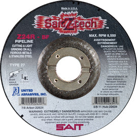 United Abrasives 9" X 1/8" X 7/8" SaitZ-tech™ Zirconium Type 27 Cut Off Wheel (Quantity 25)