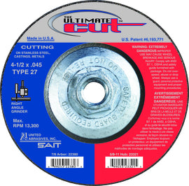 United Abrasives 4 1/2" X .045" X 5/8" - 11 Ultimate Cut™ Proprietary Blend Type 27 Cut Off Wheel (Quantity 10)