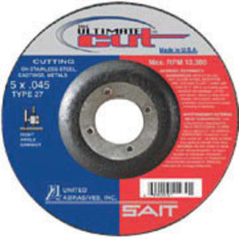 United Abrasives 5" X .045" X 7/8" Ultimate Cut™ Proprietary Blend Type 27 Cut Off Wheel (Quantity 50)
