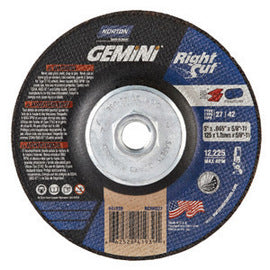Norton® 5" X 0.045" X 5/8" - 11 Aluminum Oxide Gemini® Right Cut™ Type 27/42 Depressed Center Cut Off Wheel For Use With Right Angle Grinder On Steel, Metal And Stainless Steel (Quantity 10)