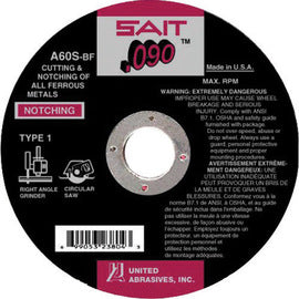 United Abrasives 4 1/2" X .090" X 7/8" A60S 60 Grit Aluminum Oxide Type 1 Cut Off Wheel (Qty 1)