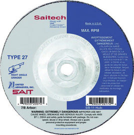 United Abrasives 9" X 1/8" X 5/8" - 11 SAITECH™ Ceramic Aluminum Oxide Type 27 Cut Off Wheel (Quantity 10)