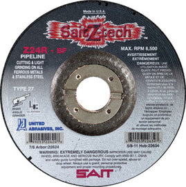 United Abrasives 7" X 1/8" X 7/8" SaitZ-tech™ Zirconium Type 27 Cut Off Wheel (Qty 1)
