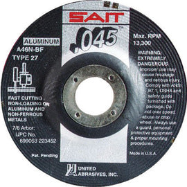 United Abrasives 5" X .045" X 7/8" A46N 46 Grit Aluminum Oxide Type 27 Cut Off Wheel (Qty 1)