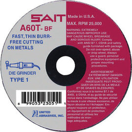 United Abrasives 3" X .035" X 3/8" A60T 60 Grit Aluminum Oxide Type 1 Cut Off Wheel (Qty 1)