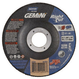 Norton® 4 1/2" X 0.045" X 7/8" Aluminum Oxide Gemini® Right Cut™ Type 27/42 Depressed Center Cut Off Wheel For Use With Right Angle Grinder On Steel, Metal And Stainless Steel (Quantity 25)
